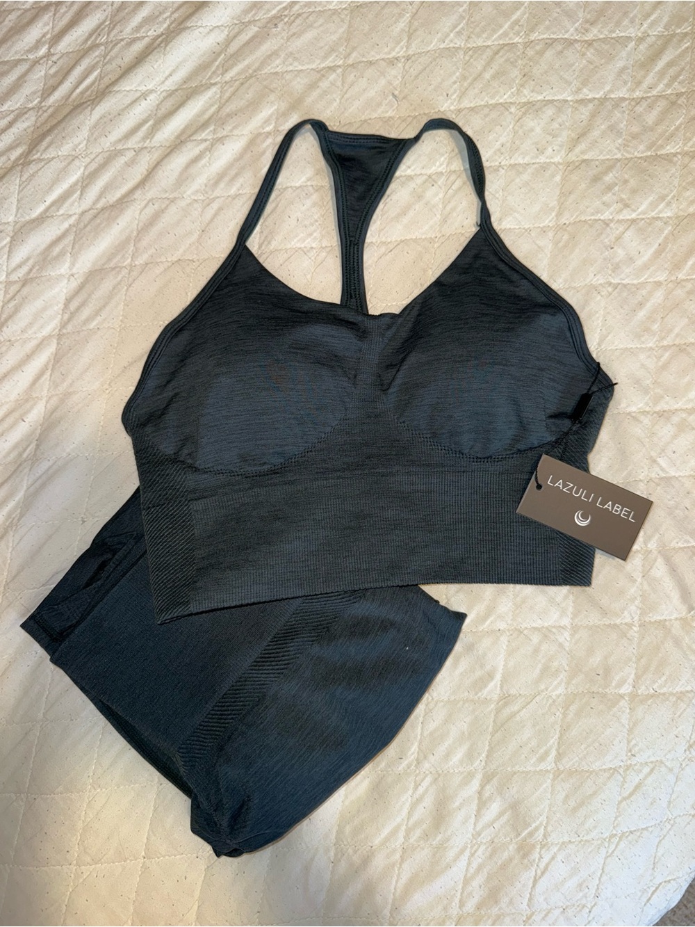 Lazuli Label Sculpt Seamless Leggings + Sports Bra Set Forest Green | M | NWT